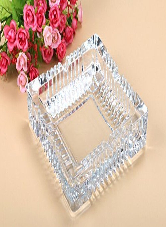 Pure Source India Glass Ashtray Glass Bowl for Decoration (Clear_3.5 Inch X 3.5 Inch X 1.1 Inch) - Image 1